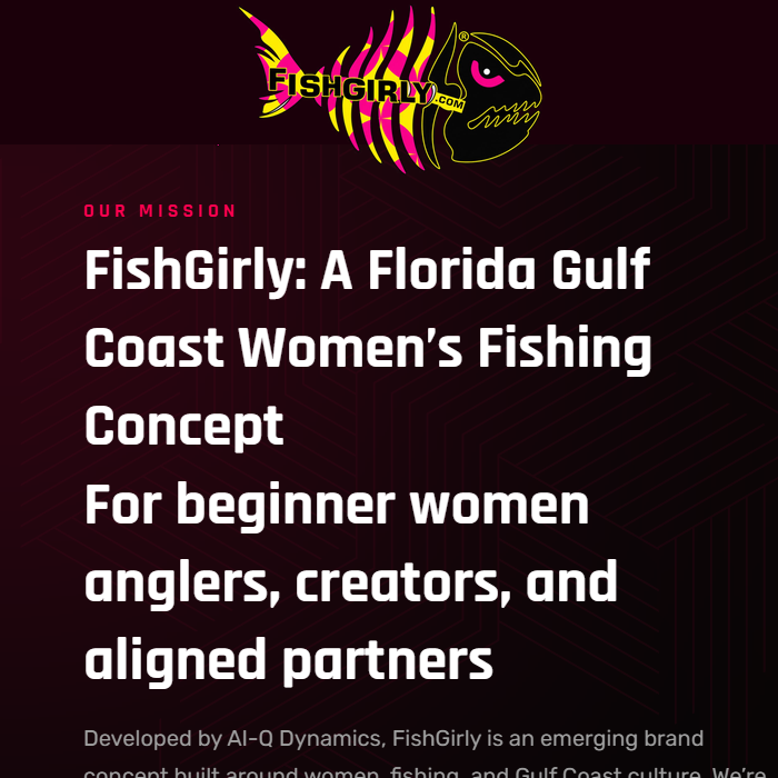 FishGirly Florida Gulf Coast fishing concept website with the new FishGirly logo